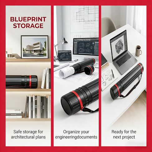 1 Pack Extendable Poster Tube Art & Poster Transport Tube, 17" to 27" Adjustable Poster Roll Tube with Shoulder Strap, Portable Poster Mailing Tube Blueprint Holder for Artworks Drafting Scrolls in Kuwait
