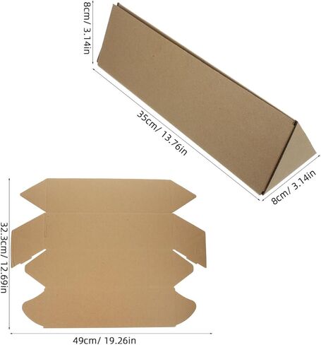 STOBAZA 10Pcs Triangle Cardboard Mailing Tubes for Document Storage Kraft Paper Shipping Boxes for Artwork Posters and Blueprints Lightweight and Easy Assembly in Kuwait