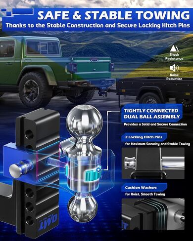 وصلة ربط مقطورة قابلة للتعديل من Orion Motor Tech، تناسب 2 في جهاز الاستقبال 6 في وصلة السقوط والارتفاع، 12500 رطل GTW، الفئة 3، 4 وصلة ربط، وصلة قطرة من الألومنيوم شديدة التحمل للشاحنة مع ثلاثة دبابيس وصلة قفل مضادة للسرقة in Kuwait