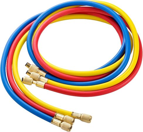 طقم خرطوم قياس مشعب التيار المتردد، 3 قطع، خراطيم شحن غاز التبريد 1/4 SAE، طقم خرطوم قياس مشعب تيار متردد 3FT لـ R134A R410A R22 R12 R404 R502، خرطوم شحن A/C مقاس 36 بوصة، 800-4000PSI in Kuwait