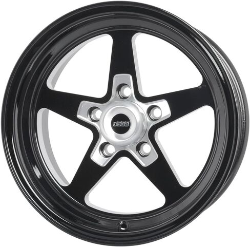 عجلة ألومنيوم JEGS SSR Star مقاس 15 بوصة × 7 بوصة | 5 × 4.5 بوصة. تباعد نمط مسمار العجلة | إزاحة 0 مم | 4in. مسافة خلفية | معطف مسحوق أسود لامع | 3.27 بوصة. تتحمل المركز | يتضمن غطاء المركز in Kuwait