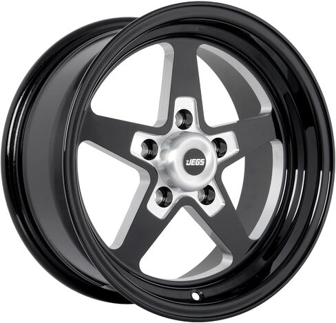 عجلة ألومنيوم JEGS SSR Star مقاس 15 بوصة × 7 بوصة | 5 × 4.5 بوصة. تباعد نمط مسمار العجلة | إزاحة 0 مم | 4in. مسافة خلفية | معطف مسحوق أسود لامع | 3.27 بوصة. تتحمل المركز | يتضمن غطاء المركز in Kuwait