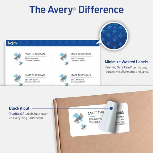 ملصقات شحن قابلة للطباعة من Avery مع تغذية مؤكدة، 3-1/3 بوصة × 4 بوصة، أبيض، 60 ملصق بريد فارغ (15264) in Saudi Arabia