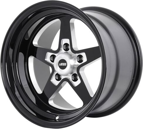 عجلة ألومنيوم JEGS SSR Star مقاس 15 بوصة × 10 بوصة | 5 × 4.5 بوصة. تباعد نمط مسمار العجلة | إزاحة 0 مم | 5.5 بوصة مسافة خلفية | معطف مسحوق أسود لامع | 3.27 بوصة. تتحمل المركز | يتضمن غطاء المركز in Kuwait