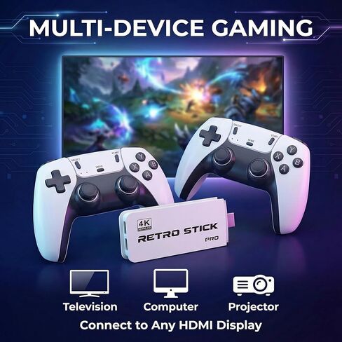 وحدة تحكم الألعاب الرجعية التوصيل والتشغيل للتلفزيون، وحدة تحكم فيديو 4K HD HDMI مع 39000 لعبة كلاسيكية مدمجة، وحدات تحكم لاسلكية مزدوجة 2.4 جيجا، عصا محاكي لترقية الحنين إلى الماضي in Kuwait