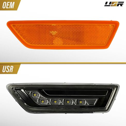 USR 12-14 W218 ضوء علامة الجانب الأمامي - زوج مصابيح وقوف السيارات (يسار + يمين) - متوافق مع فئة مرسيدس بنز CLS 2012-2014 (عدسة دخان كريستال مع LED أبيض) - لا يناسب AMG in Kuwait