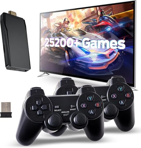 Retro Game Console, Retro Gaming Console, Wireless Retro Game Console, Plug & Play Video TV with 25200+ Built-in Games, 4K HDMI Output, and 2.4GHz Wireless Controller, 9 Classic Emulators (Black) in Kuwait