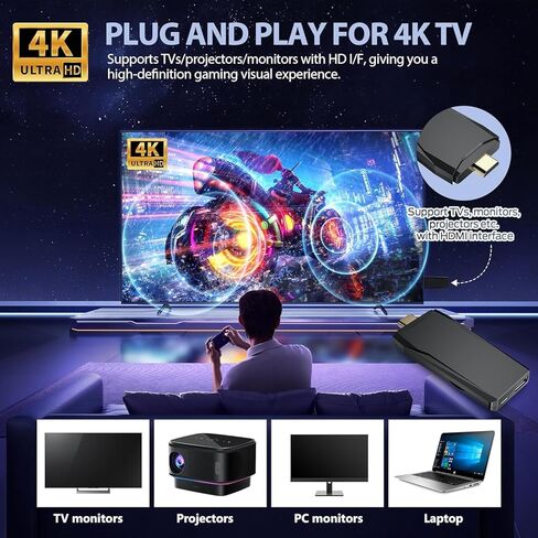 Retro Game Console, Retro Gaming Console, Wireless Retro Game Console, Plug & Play Video TV with 25200+ Built-in Games, 4K HDMI Output, and 2.4GHz Wireless Controller, 9 Classic Emulators (Black) in Kuwait