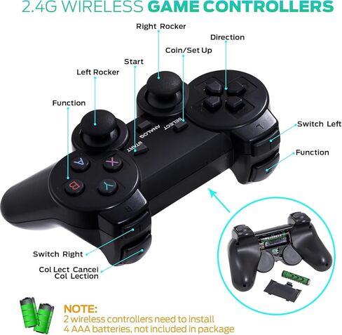 Retro Game Console, Retro Gaming Console, Wireless Retro Game Console, Plug & Play Video TV with 25200+ Built-in Games, 4K HDMI Output, and 2.4GHz Wireless Controller, 9 Classic Emulators (Black) in Kuwait