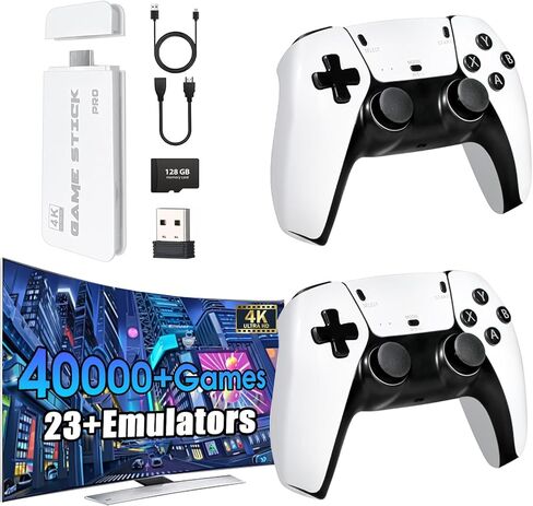 2026New Wireless Retro Game Console 23 Simulators and Over 40,000 Games Plug and Play 4K HD HDMI TV Game 2.4G Wireless Controllers(128G) in Kuwait