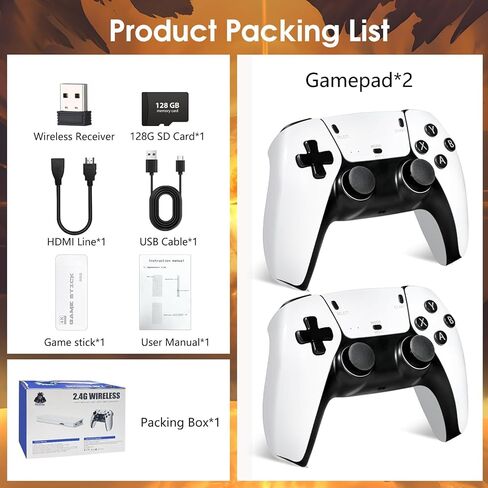2026New Wireless Retro Game Console 23 Simulators and Over 40,000 Games Plug and Play 4K HD HDMI TV Game 2.4G Wireless Controllers(128G) in Kuwait