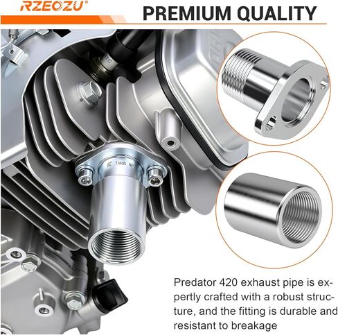شفة كاتم صوت عادم NPT مقاس 1 بوصة، طقم تمديد عادم المولد متوافق مع أجزاء عربة Predator 301cc 420cc 670cc 11HP 13HP GX270 GX340 GX390 in Kuwait