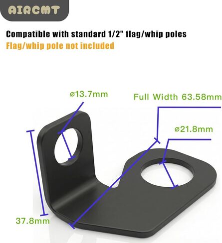 22.5mm Rear Axle Safety Flag/Whip Bracket, 304 Stainless Steel, Powder‑Coated Black, Fits 1/2" Pole, for UTV ATV Motorcycle Off‑Road Dirt Bike Motocross,CNC Machined in Kuwait