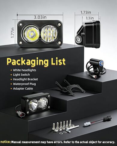 مجموعة المصابيح الأمامية LED Dirtbike، شعاع كومبو للتوصيل والتشغيل، 20 وات 6000-6500 كلفن أبيض، دعامة تثبيت وحزام أسلاك التبديل، متوافق مع Sur-Ron Segway X260 Talaria Sting R MX4 in Kuwait