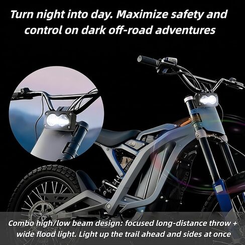 مجموعة المصابيح الأمامية LED Dirtbike، شعاع كومبو للتوصيل والتشغيل، 20 وات 6000-6500 كلفن أبيض، دعامة تثبيت وحزام أسلاك التبديل، متوافق مع Sur-Ron Segway X260 Talaria Sting R MX4 in Kuwait