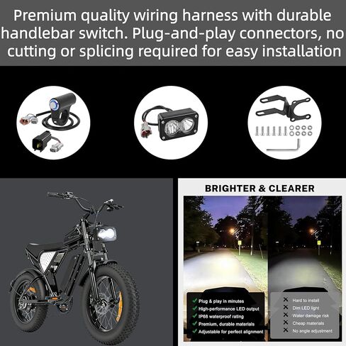 مجموعة المصابيح الأمامية LED Dirtbike، شعاع كومبو للتوصيل والتشغيل، 20 وات 6000-6500 كلفن أبيض، دعامة تثبيت وحزام أسلاك التبديل، متوافق مع Sur-Ron Segway X260 Talaria Sting R MX4 in Kuwait