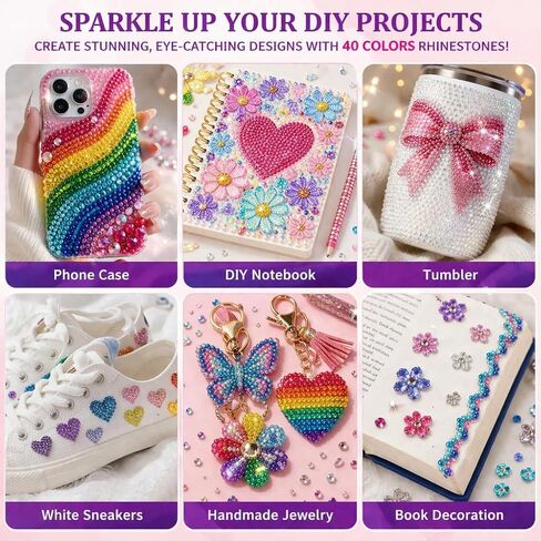 Badazzle Kit 40 Colors 35000PCS Bedazzled Kits Resin Jelly Flatback Rhinestones, Book Bedazzling Kit Bazzling Kits Small Gems with Tools Bedazzle Gems for Bedazzling Crafts & DIY Projects for Adults in Kuwait