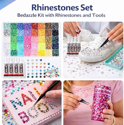 Badazzle Kit 40 Colors 35000PCS Bedazzled Kits Resin Jelly Flatback Rhinestones, Book Bedazzling Kit Bazzling Kits Small Gems with Tools Bedazzle Gems for Bedazzling Crafts & DIY Projects for Adults in Kuwait