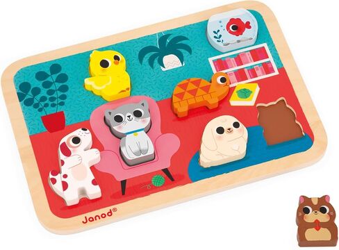 Janod - Vehicles Chunky Puzzle 7 Pieces - Motor Skills Development - Enhances Motor Skills - Promotes Imagination, Safe Quality Materials - French Design Excellence in Saudi Arabia