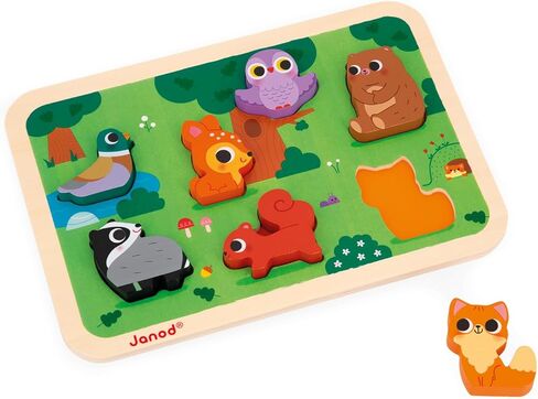 Janod - Vehicles Chunky Puzzle 7 Pieces - Motor Skills Development - Enhances Motor Skills - Promotes Imagination, Safe Quality Materials - French Design Excellence in Saudi Arabia