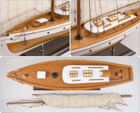 SAILINGSTORY نموذج مركب شراعي خشبي ديكور قارب شراعي مقاس 37 بوصة أخضر in Kuwait