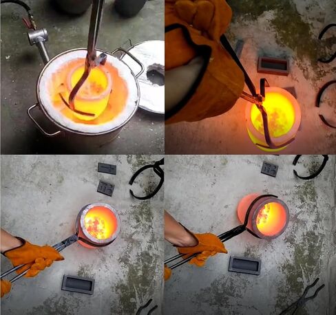 16KG Propane Melting Furnace Kit - Metal Casting Machine with Crucible Tongs Set for Pouring and Lifting, 2552℉ Double Burner Foundry Smelter for Gold/Silver/Copper/Aluminum - Jewelry Making&Refining in Kuwait