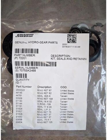 استبدال لـ Hydro Gear جديد أصلي 72201 مجموعة أختام وحلقة الاحتفاظ لـ ZT-2100 trans OEM in Kuwait