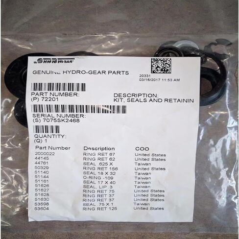 استبدال لـ Hydro Gear جديد أصلي 72201 مجموعة أختام وحلقة الاحتفاظ لـ ZT-2100 trans OEM in Kuwait