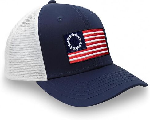 Betsy Ross American Flag Hat for Men and Women - Adjustable One Size Trucker - Baseball Snapback Hat Mesh Back Embroidered Flag Cap in Saudi Arabia