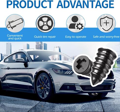 EGZ Tire Repair Plug Kit (Includes Pliers, Screwdriver, and Gloves) Spiral Tire Plugs & Quick Repair Tool Kit Puncture Repair Set for Tubeless Car and Motorcycle Tires in Kuwait