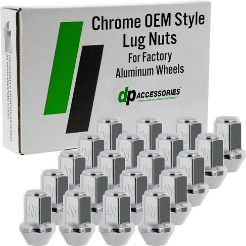 صواميل العروة من DPAccessories متوافقة مع سيارة شيفروليه اكوينوكس 2010-2017 | نمط OEM من الكروم | لعجلات الألمنيوم المصنع فقط | مجموعة من 20 صواميل عجلة | DCHEQU02F-CH/1 in Kuwait