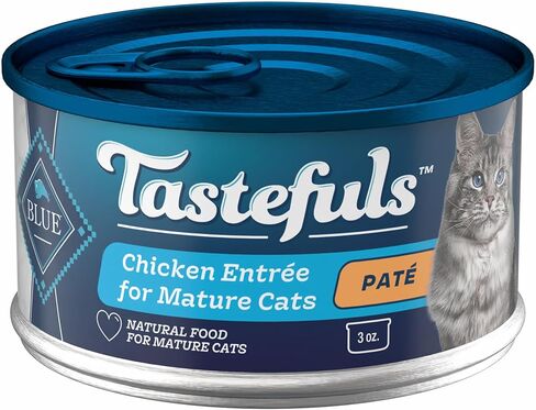Blue Buffalo Tastefuls Natural Mature Pate Wet Cat Food, Chicken Entrée 3-oz cans (Pack of 24) in Saudi Arabia