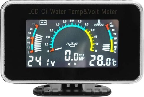 Shkalacar 3 in 1 Car LCD Meter, Digital Oil Pressure Voltage Water Temperature Gauge Universal Instrument, with Anti Shake Self Learning Function, for Car Truck SUV RV Meter Gauge in Kuwait