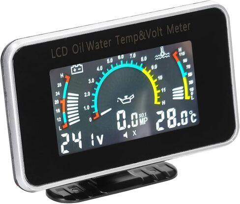 Shkalacar 3 in 1 Car LCD Meter, Digital Oil Pressure Voltage Water Temperature Gauge Universal Instrument, with Anti Shake Self Learning Function, for Car Truck SUV RV Meter Gauge in Kuwait