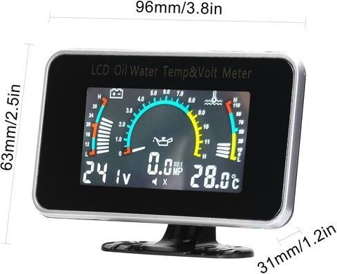 Shkalacar 3 in 1 Car LCD Meter, Digital Oil Pressure Voltage Water Temperature Gauge Universal Instrument, with Anti Shake Self Learning Function, for Car Truck SUV RV Meter Gauge in Kuwait