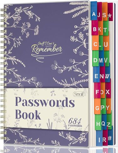 Password Book with Colorful Alphabetical Tabs, Spiral Password Keeper Book for Seniors, (Lavender Purple) in Kuwait