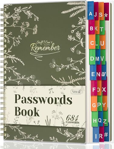 Password Book with Colorful Alphabetical Tabs, Spiral Password Keeper Book for Seniors, (Lavender Purple) in Kuwait