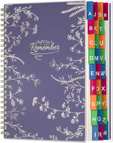 Password Book with Colorful Alphabetical Tabs, Spiral Password Keeper Book for Seniors, (Lavender Purple) in Kuwait