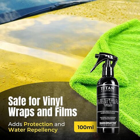 Ultra V4.0 Ceramic Spray Coating 100ml - Extreme Gloss & Hydrophobic Shine - Dual Carbon Polymer & Hyper Quartz® Technology - Long Lasting UV Protection - Easy Spray & Wipe Car Sealant in Kuwait