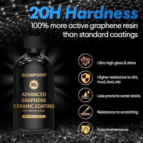 Ceramic Coating for Cars, 20H Graphene Ceramic Coating for Auto Detailing, High Gloss Anti-Scratch Nano Coat Kit, 10 Years Hydrophbic Mirror Paint Protection (70ML) in Kuwait