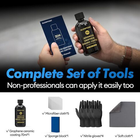 Ceramic Coating for Cars, 20H Graphene Ceramic Coating for Auto Detailing, High Gloss Anti-Scratch Nano Coat Kit, 10 Years Hydrophbic Mirror Paint Protection (70ML) in Kuwait