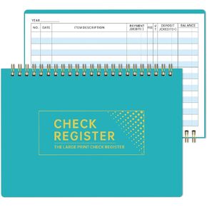 Checkbook Register, Check Registers for Personal Checkbook, Financial Ledger, Checking Book Register for Debit Card & Personal Bank Checks, 8.5" x 6" Large Print, Easy-to-Read, Spiral Bound in Kuwait