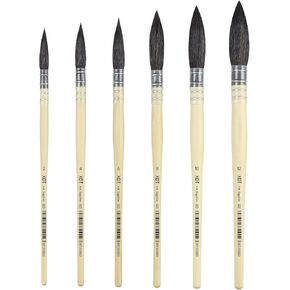 XDT#920 Round Watercolor Artist Paint Brush 3 Piece Set Medium Soft Black Goat Hair Long Handle #8#10#12, Mop Style Paint Brush for Watercolor & Acrylic & Oil in Kuwait