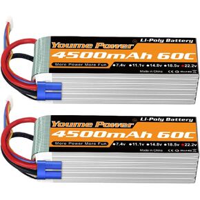 6S Lipo Battery 22.2V 4500mAh Lipo Battery 60C Soft Case with EC5 Plug for Drone EDF RC Quadcopter Airplane Helicopter Car Truck Boat Hobby (2 Packs) in Kuwait