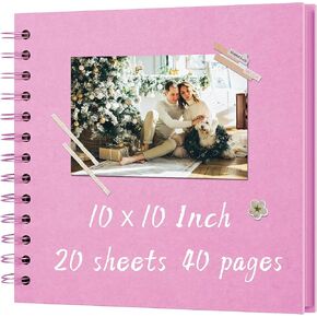 ألبوم قصاصات DIY مقاس 10 × 10 بوصة 40 صفحة (20 ورقة) - كتاب صور ورق كرافت بغلاف مقوى، كتاب قصاصات ذاكرة فارغ للحرف اليدوية اليدوية وحفلات الزفاف والذكرى السنوية والكاكي in Kuwait