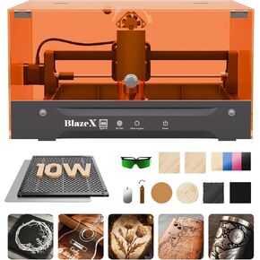 آلة النقش بالليزر BlazeX M3 10W، آلة قطع ونقش بالليزر فائقة الدقة 0.01 مم للخشب والزجاج المعدني والجلد، صديقة للمبتدئين، مع مواد نقش على شكل قرص العسل، فئة 1 in Kuwait