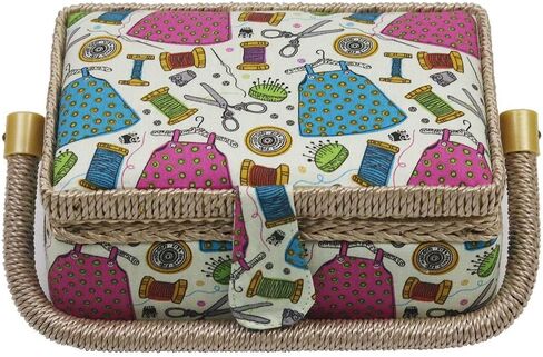 Samll Sewing Basket Organizer with Mini Sewing Kit Accessories for Kids/Girls/Beginners Christmas Birthday Gift in Kuwait
