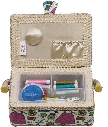 Samll Sewing Basket Organizer with Mini Sewing Kit Accessories for Kids/Girls/Beginners Christmas Birthday Gift in Kuwait