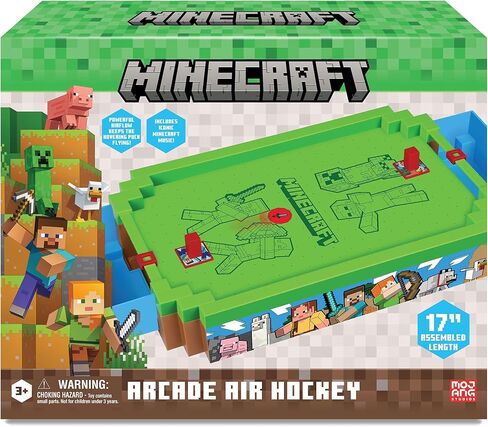 لعبة Minecraft: Arcade Air Hockey - Overworld - السلسلة الأساسية، لعبة طاولة بمحرك مقاس 17 بوصة، أصوات أيقونية، لعبة مرخصة قابلة للتجميع، للبالغين والأطفال من سن 3 سنوات فما فوق، لاعبان in Kuwait