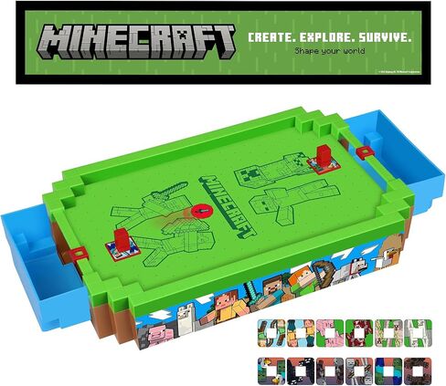 لعبة Minecraft: Arcade Air Hockey - Overworld - السلسلة الأساسية، لعبة طاولة بمحرك مقاس 17 بوصة، أصوات أيقونية، لعبة مرخصة قابلة للتجميع، للبالغين والأطفال من سن 3 سنوات فما فوق، لاعبان in Kuwait